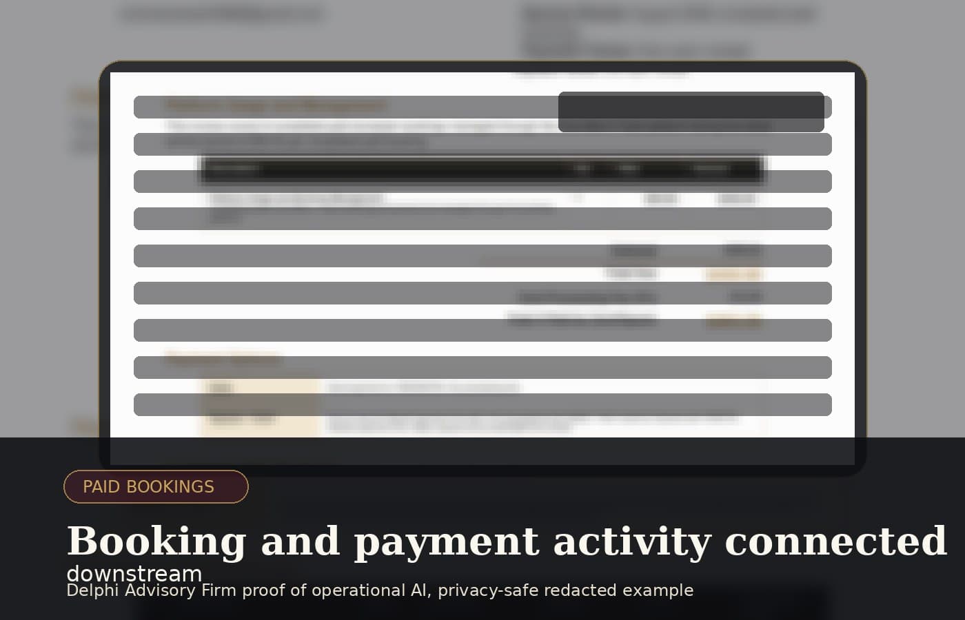 Paid Booking Operations, redacted operational example