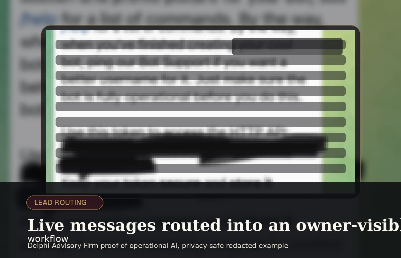Live Lead Processing, redacted operational example